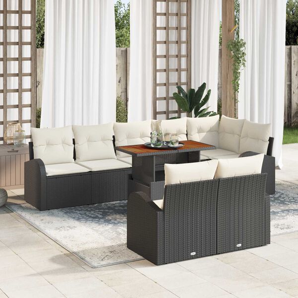 vidaXL Set de canapele pentru grădină 9 pcs Negru Rattan poli