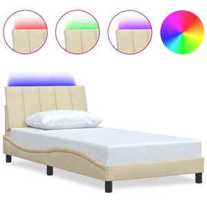 vidaXL Cadru de pat fără saltea, Hanko, crem, 100x200 cm, textil