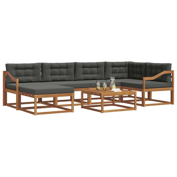 vidaXL Set de canapele de exterior cu pernă 7 pcs Natural și Antracit