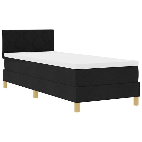 vidaXL Pat cu arcuri cu pernă cu headboard Negru 80 x 200 cm țesătură