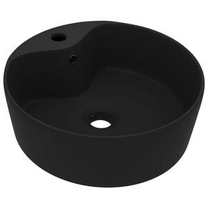vidaXL Chiuvetă de lux cu preaplin, negru mat, 36 x 13 cm, ceramică