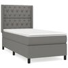 vidaXL Pat box spring cu saltea, gri &icirc;nchis, 80x200 cm, textil
