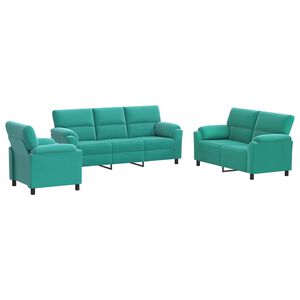 vidaXL Set de canapea 3 pcs Turcoaz Catifea