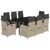 vidaXL Set mobilier grădină cu perne, 9 piese, gri deschis, poliratan