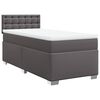 vidaXL Pat box spring cu saltea, gri, 100x200 cm, piele ecologică