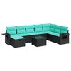 vidaXL Set mobilier de grădină cu perne, 9 piese, negru, poliratan