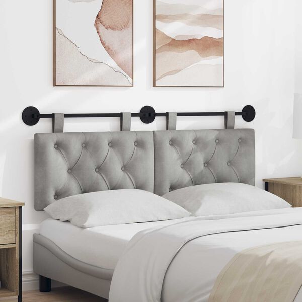 vidaXL Cap de pat suspendat Gri deschis 130 x 55 x 7 cm Catifea