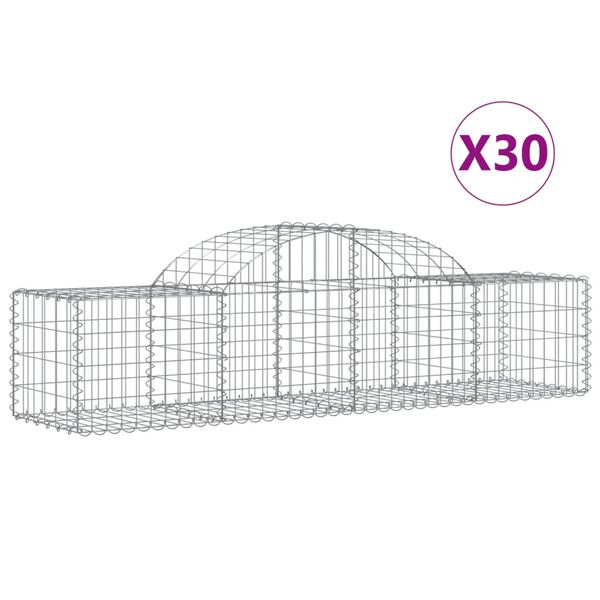 vidaXL Coșuri gabion arcuite 30 buc, 200x50x40/60 cm, fier galvanizat