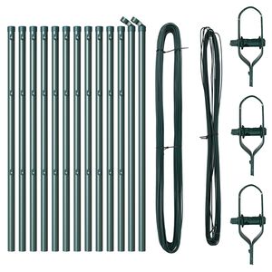 vidaXL Stâlpi de Gard Manual 13 pcs Verde Ø32mm 80 cm Oțel galvanizat