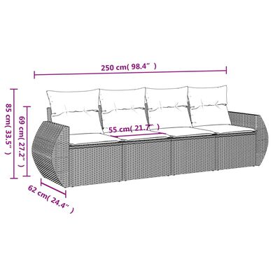 vidaXL Set canapele de grădină, 4 piese, cu perne, bej, poliratan