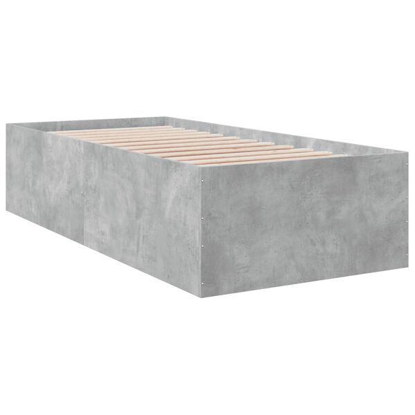 vidaXL Cadru de pat, gri beton, 90x190 cm, lemn prelucrat