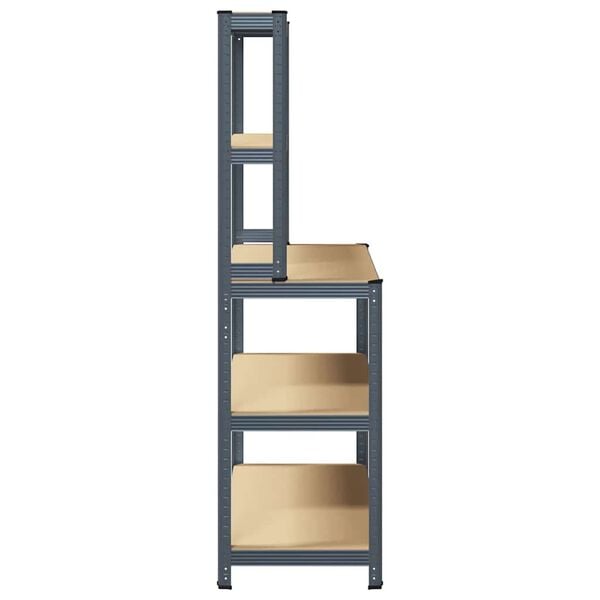 vidaXL Masă de lucru cu rafturi, 5 niveluri, oțel antracit și lemn