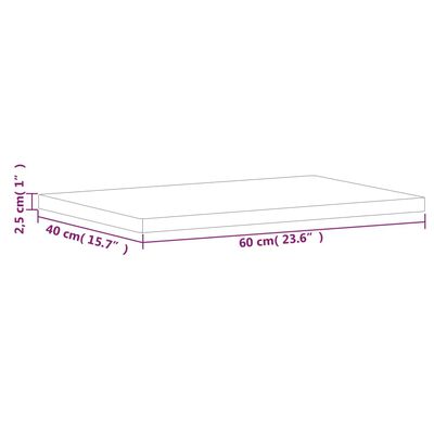 vidaXL Blat de masă, 60x40x2,5 cm, dreptunghiular, lemn masiv de fag