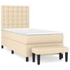 vidaXL Pat box spring cu saltea, crem, 90x190 cm, textil