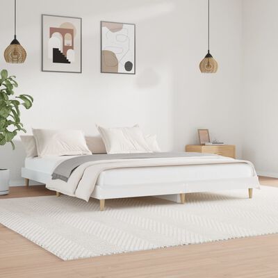 vidaXL Cadru de pat, alb extralucios, 180x200 cm, lemn prelucrat