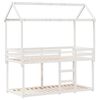 vidaXL Pat supraetajat cu acoperiș, alb, 90x200 cm, lemn masiv de pin