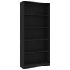 vidaXL Bibliotecă cu 5 rafturi, negru, 80x24x175 cm, lemn prelucrat