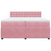 vidaXL Pat box spring cu saltea, roz, 200x200 cm, catifea