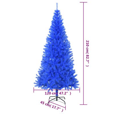 vidaXL Pom de Crăciun artificial cu suport, albastru, 210 cm, PVC