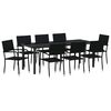 vidaXL Set de masă pentru grădină cu pernă 9 pcs Negru poliratan