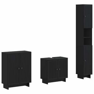 vidaXL Set de cabinet pentru baie cu 3 piese EDE Negru Lemn prelucrat