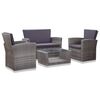 vidaXL Set mobilier de grădină cu perne, 4 piese, gri, poliratan