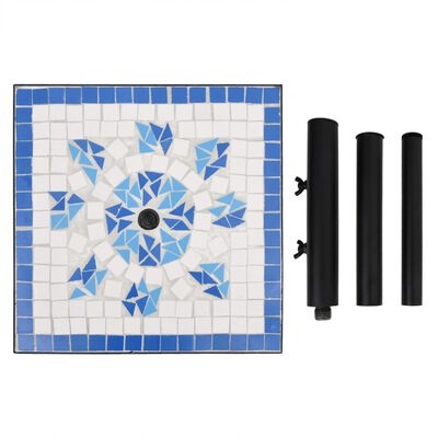 vidaXL Suport umbrelă de soare, albastru și alb, pătrat, 12 kg