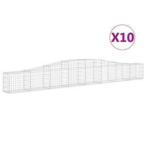 vidaXL Coșuri gabion arcuite 10 buc, 400x30x40/60 cm, fier galvanizat