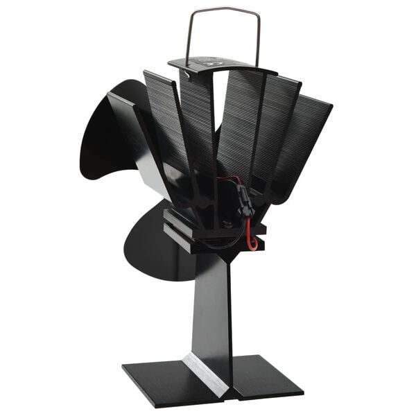 vidaXL Ventilator de sobă cu alimentare termică, 3 palete, negru