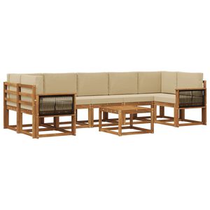 vidaXL Set de canapele de exterior cu pernă 6 pcs natural