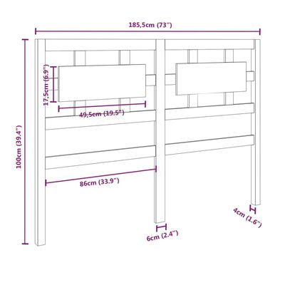 vidaXL Tăblie de pat, gri, 185,5x4x100 cm, lemn masiv de pin