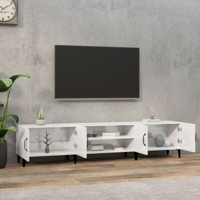 vidaXL Comodă TV, alb extralucios, 180x31,5x40 cm, lemn prelucrat