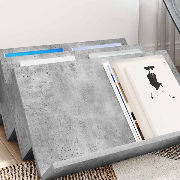 vidaXL Raft pentru reviste Gri Concret 65 x 53 x 28,5 cm Lemn compozit