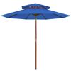 vidaXL Umbrelă de soare dublă, st&acirc;lp din lemn, albastru, 270 cm