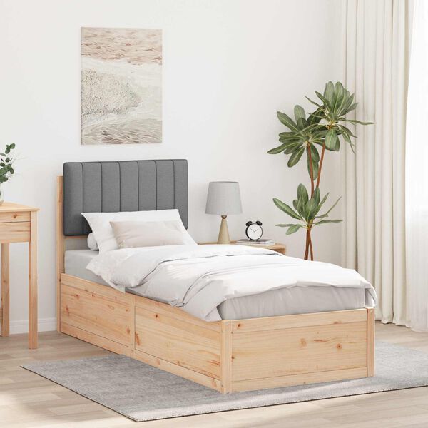 vidaXL Cadru de pat cu tăblie tapițată Gri deschis 75 x 190 cm