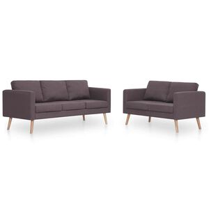 vidaXL Set de canapele, 2 piese, gri taupe, material textil