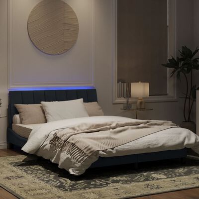 vidaXL Cadru de pat cu lumini LED, gri închis, 140x190 cm, catifea
