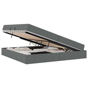vidaXL Pat cu saltea și spațiu de depozitare Gri &icirc;nchis 200 x 200 cm