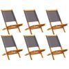 vidaXL Scaune de grădină pliabile 6 buc., textil antracit/lemn masiv