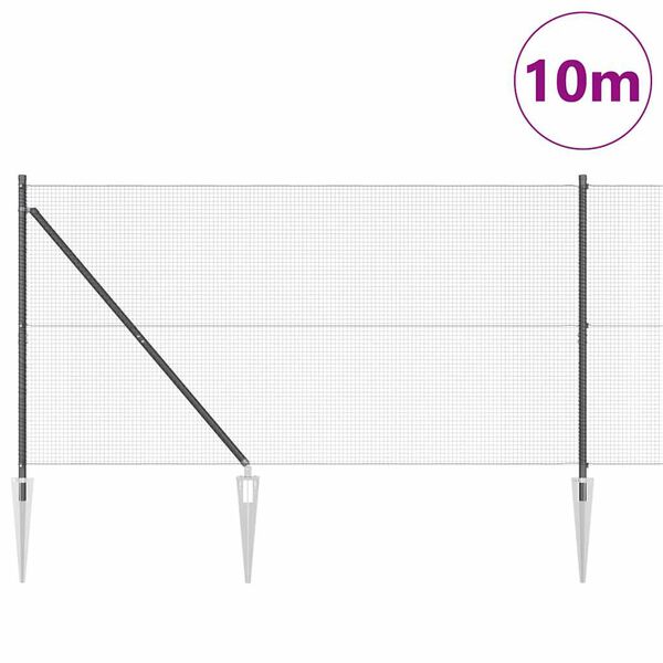vidaXL St&acirc;lp de gard. Gri 10 x 1,4 m (plasă 16 x 16 mm) Oțel și PVC