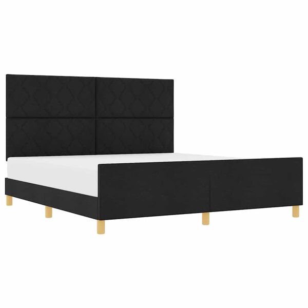 vidaXL Cadru de pat cu headboard Negru 180 x 200 cm țesătură