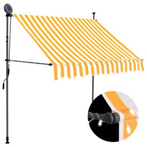 vidaXL Copertină retractabilă manual cu LED, alb & portocaliu, 150 cm