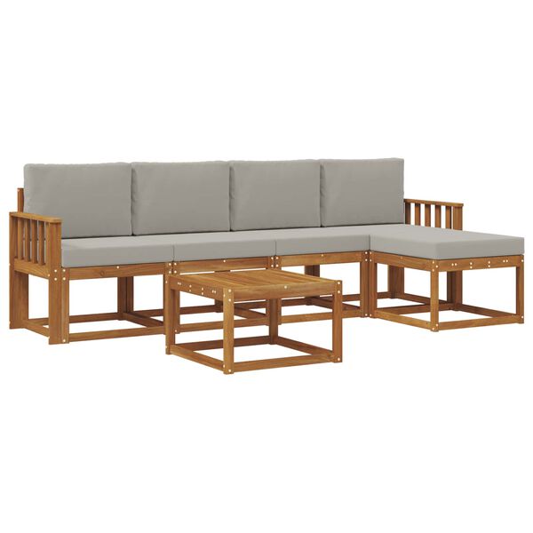 vidaXL Set de canapele de exterior 6 pcs Gri natural și deschis