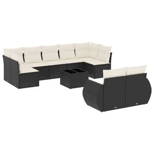 vidaXL Set canapele de grădină cu perne, 10 piese, negru, poliratan