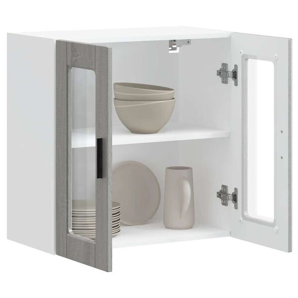 vidaXL Dulap de bucătărie cu ușă din sticlă „Porto” gri Sonoma