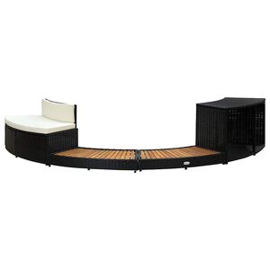 vidaXL Mobilier de &icirc;mprejmuire spa, negru, poliratan și lemn de acacia