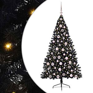 vidaXL Pom de Crăciun artificial pre-iluminat Negru 180 cm PVC