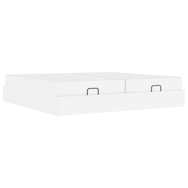 vidaXL Cadru de pat cu saltea cu saltea 2 pcs Alb PVC