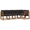vidaXL Set de canapele de exterior cu pernă 5 pcs Natural și Negru