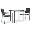 vidaXL Set mobilier de grădină, 3 piese, poliratan și oțel